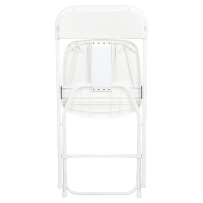 Set of 6, White, Hercules Series Plastic Folding Chairs for Parties and Weddings, Stackable Commercial Event Seats with 650-lb. Static Weight Capacity,