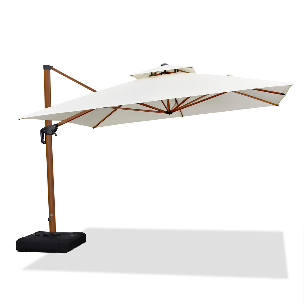 11ft Patio Umbrella Outdoor Square Umbrella Large Cantilever Umbrellas Windproof Offset Umbrellas Heavy Duty Sun Umbrella for Garden Deck Pool Patio, Cream