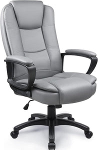Leather Office Desk Chair,Ergonomic Office Chair with Lumbar Support,Computer Chair,Executive Leather Chair with Padded Flip-up Arm,Adjustable Armrests, Black,275LBS