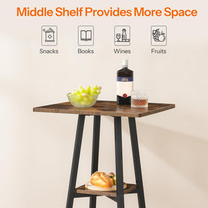 Bar Table, 2-Tier High Top Pub Table, Counter Height Table with Storage, Small Kitchen Dining Table, 36.6
