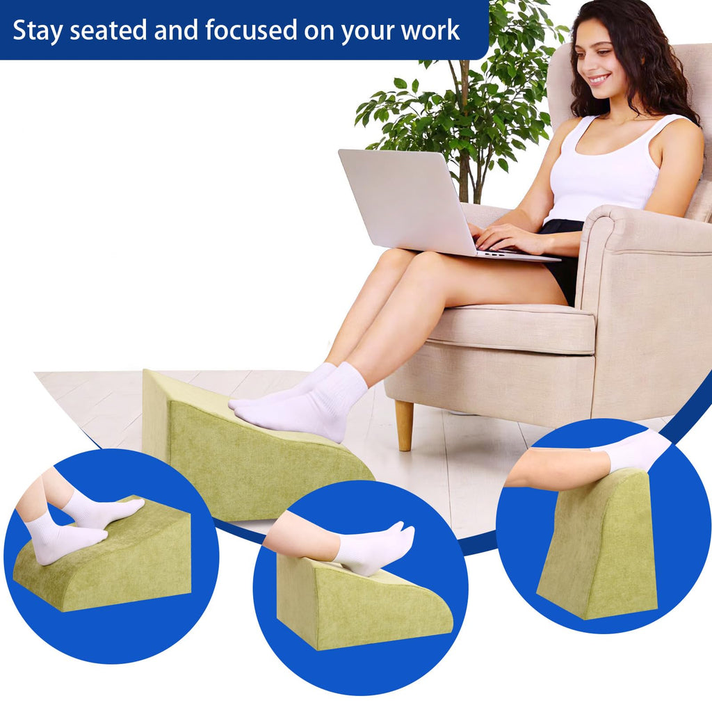 Foot Rest for Under Desk at Work, Ergonomic Under Desk Footrest with Washable Cover for Office, Home & Gaming Leg Elevation Pillow Fruit Green