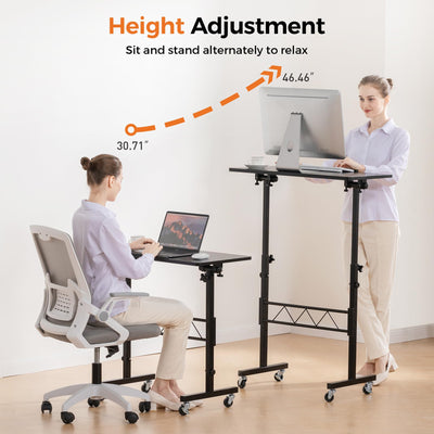 Standing Desk Adjustable Height & Tiltable Tabletop, Portable Stand Up Desk for Laptop, Mobile Folding Desk for Home Office Work and Walking Pad Treadmill, Height 30.7