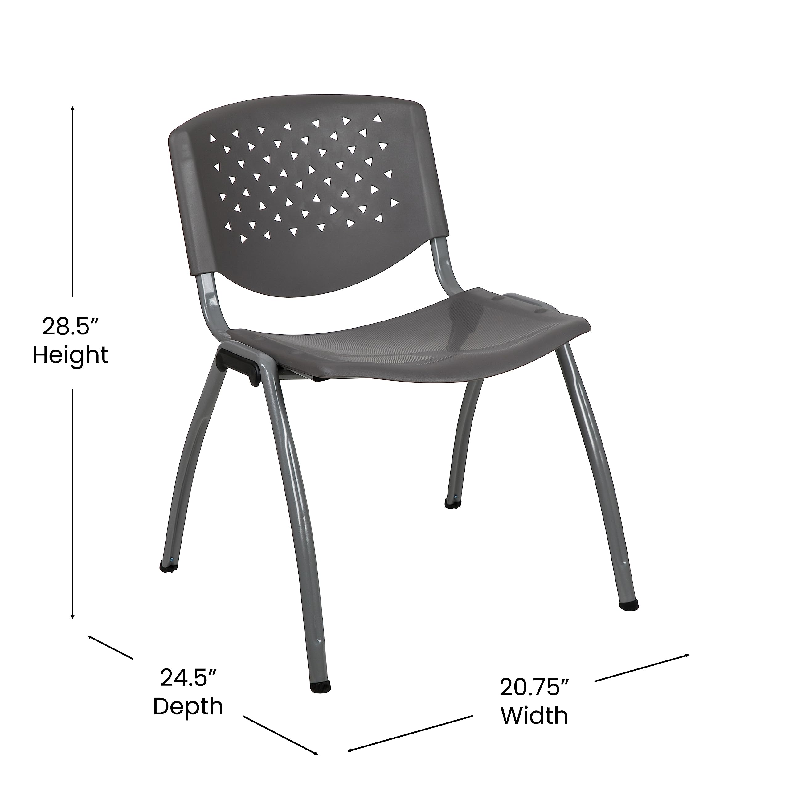 HERCULES -5 Pack 880 lb. Capacity Gray Plastic Stack Chair | Comfortable Seating with Durable Design