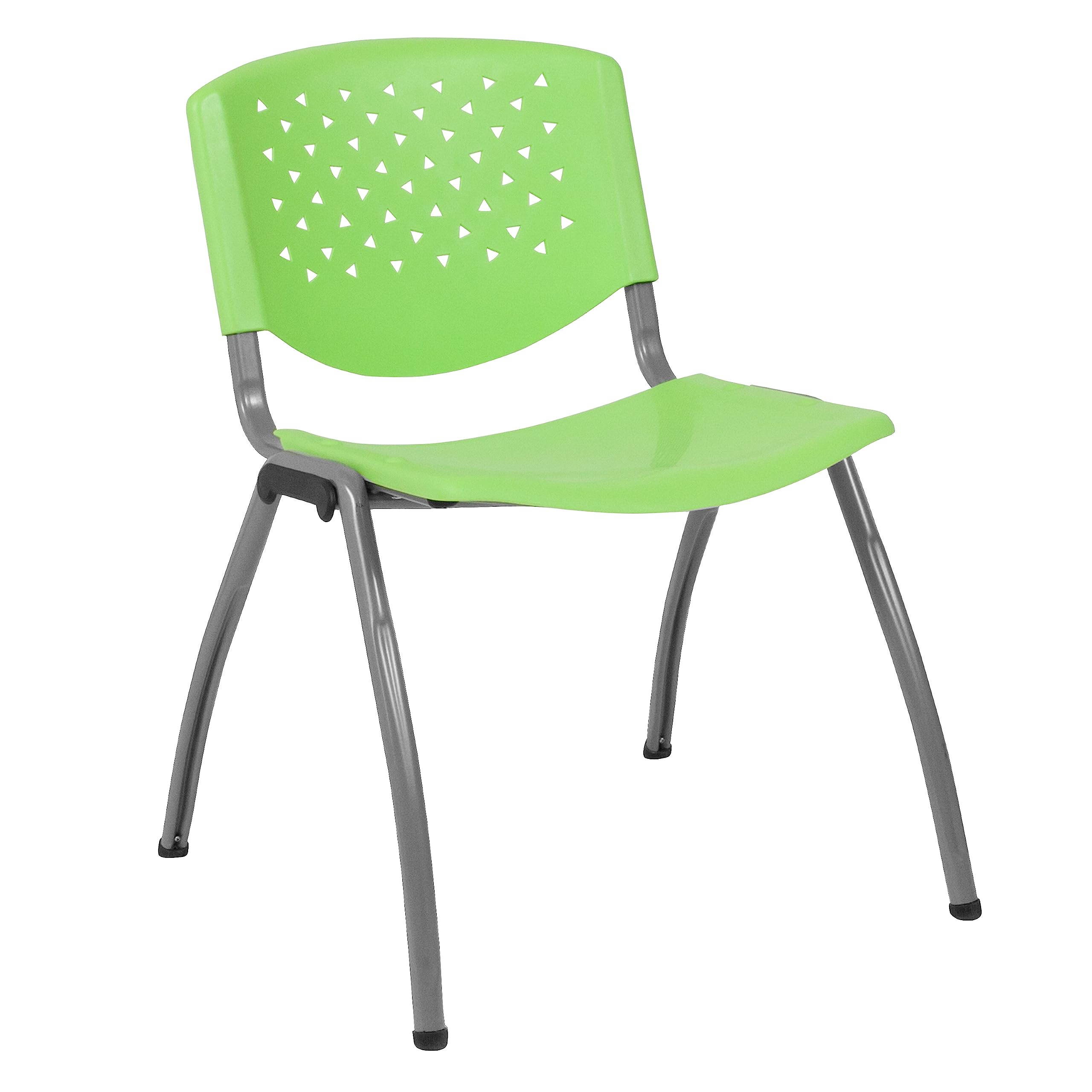 HERCULES -5 Pack 880 lb. Capacity Green Plastic Stack Chair | Comfortable Seating with Durable Design