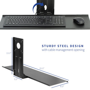 Computer Keyboard and Mouse Platform Tray VESA Mount Attachment 25.5 x 8 inch Surface (MOUNT-KB03)