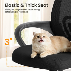 2 Pack, Office Desk Chair - Ergonomic Mid Back with Lumbar Support & Rocking Mode, Height Adjustable with Fixed Armrest, for Home, Computer, Gaming, Conference, Meeting, 360° Swivel, Black,