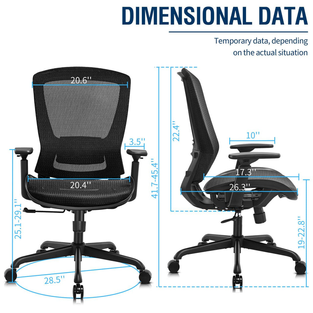 Ergonomic Office Chair | Black Mesh Computer Desk Chair with Lumbar Support & Adjustable Height
