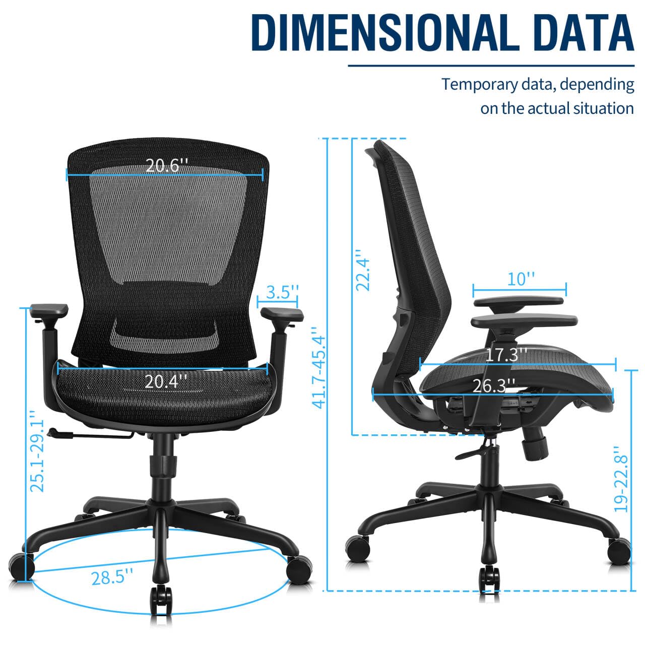 Ergonomic Office Chair | Black Mesh Computer Desk Chair with Lumbar Support & Adjustable Height