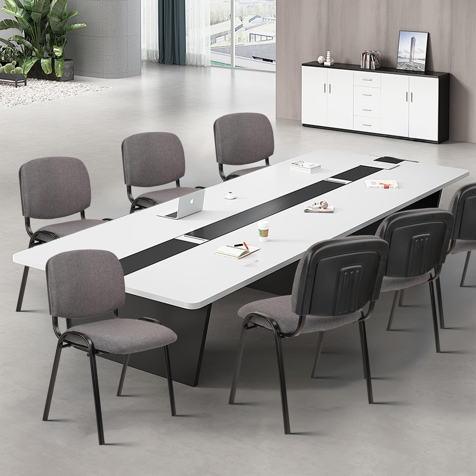 Waiting Room Chairs Fabric Stackable Chair Metal Frame with Lumbar Support and Thickened Seat Cushion for Waiting Conference Room Guest Chairs 1 Pack…