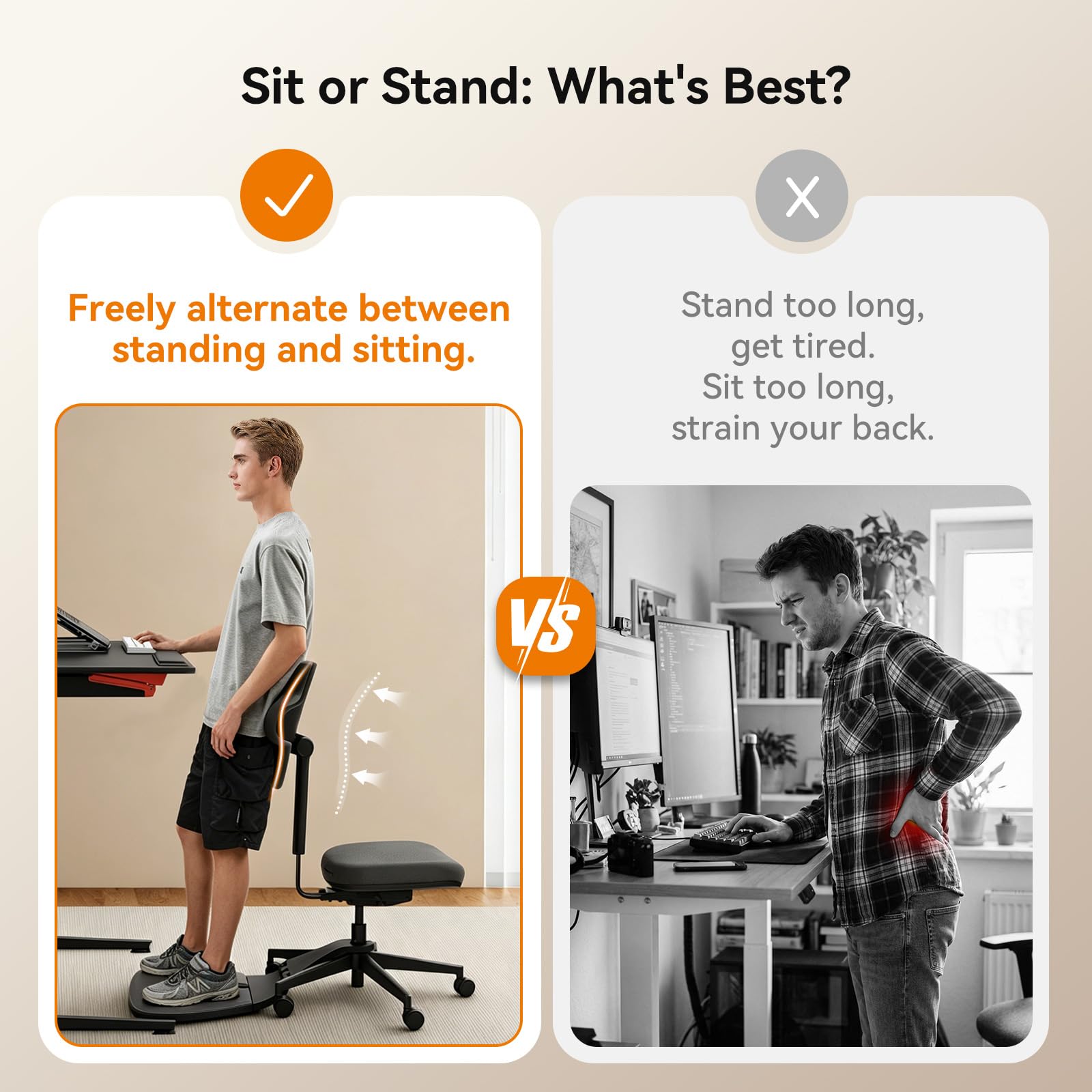 Standing Desk Chair, Standing Mate Chair for Sit-Stand, Ergonomic Leaning Perch Chair with Anti-Fatigue Mat, Standing Stool, Saddle Chair, Height Adjustable Home Office Posture Seat-MT-L-DG