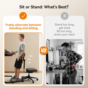 Standing Desk Chair, Standing Mate Chair for Sit-Stand, Ergonomic Leaning Perch Chair with Anti-Fatigue Mat, Standing Stool, Saddle Chair, Height Adjustable Home Office Posture Seat-MT-L-DG