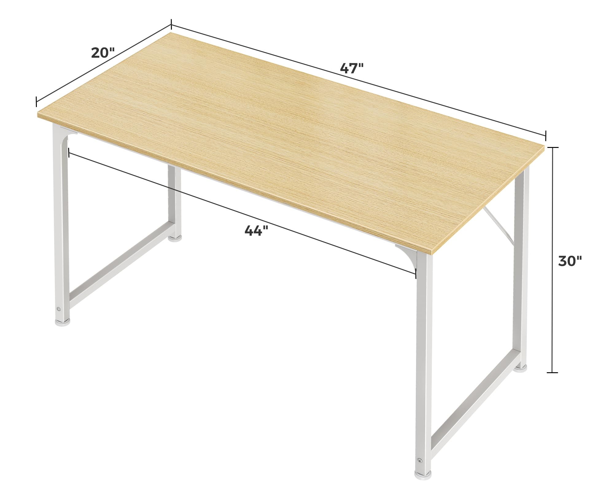 Computer Desk, 48 Inch Office Desk, Gaming Desk with Storage, Writing Desk Work Desk for Home Office, Study, Modern Simple Desk, Large Legroom, Metal Frame, Maple