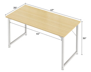 Computer Desk, 48 Inch Office Desk, Gaming Desk with Storage, Writing Desk Work Desk for Home Office, Study, Modern Simple Desk, Large Legroom, Metal Frame, Maple