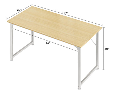 Computer Desk, 48 Inch Office Desk, Gaming Desk with Storage, Writing Desk Work Desk for Home Office, Study, Modern Simple Desk, Large Legroom, Metal Frame, Maple