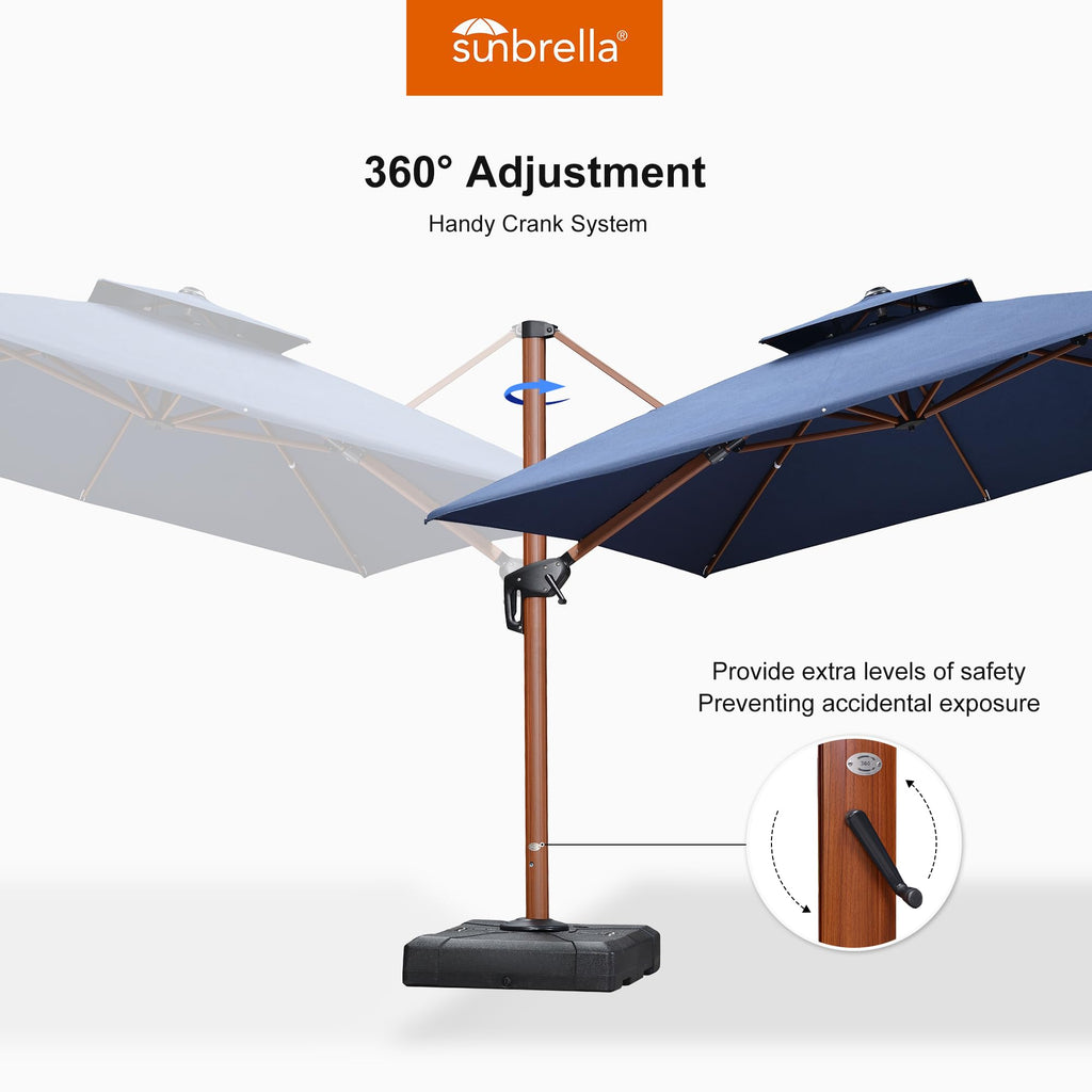 Umbrella 9' X 12' Double Top Deluxe Rectangle Patio Umbrellas Offset Hanging Umbrellas Cantilever Umbrella, Spectrum Indigo