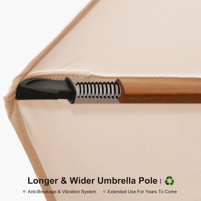 12' X 12' Patio Large Cantilever Umbrella Outdoor Square Wood Umbrellas Offset Umbrella Heavy Duty Sun Umbrellas for Garden Deck Pool, Heather Taupe