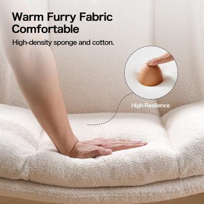Criss Cross Chair with Wheels, Armless Makeup Chair with Wide Furry Seat, Height-Adjustable Vanity Chair, Convertible Between Fixed & Swivel Casters Office Chair Cross-Legged Chair - Cream