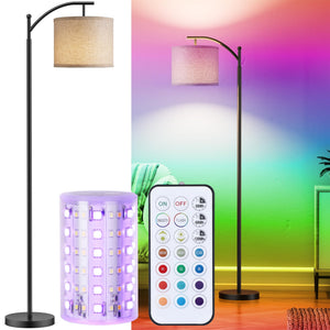 Battery Operated Floor Lamp, RGB Dimmable Cordless Standing Lamp with Remote Control for Living Room, Tall Floor Lamp for Bedroom