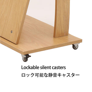 Mobile Wooden Podium Stand with Wheels Lectern Oak Color 16MM Wood Board Elegant Design Wooden Pulpit for Churches Seminars and Schools