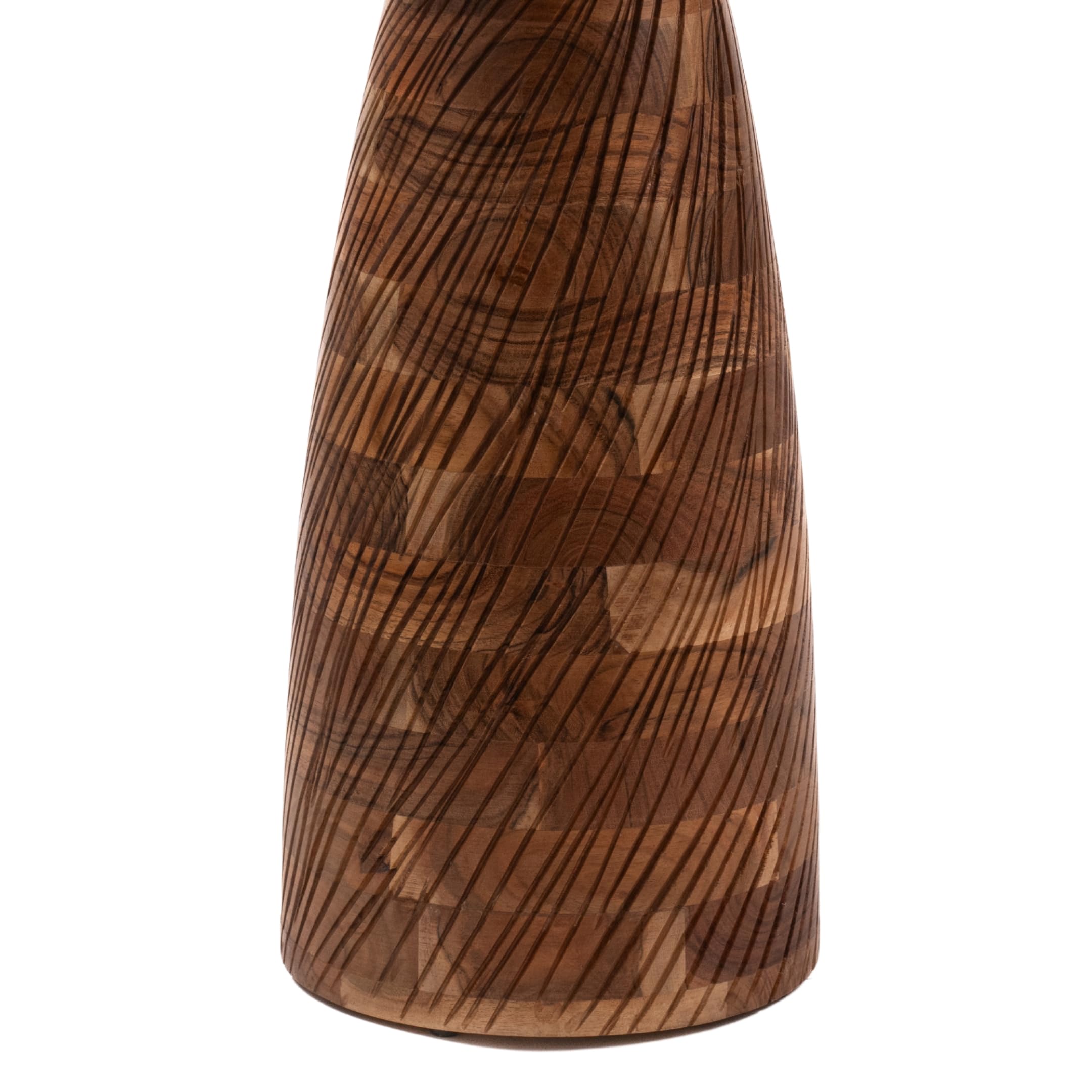 Mid-Century Farmhouse Cottagecore Accent Drink Table, Round Solid Mango Wood Accent Table with Carved Cone Base Minimalist Design for Small Spaces, Living Room, Bedroom or Entryway, Natural, Assembled