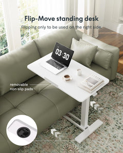 H7 PRO Mobile Standing Desk Adjustable Overbed Table Pneumatic with Wheels 90°Tiltable Portable Laptop Desk Rolling Computer Cart Foldable Bedside Table(27.6