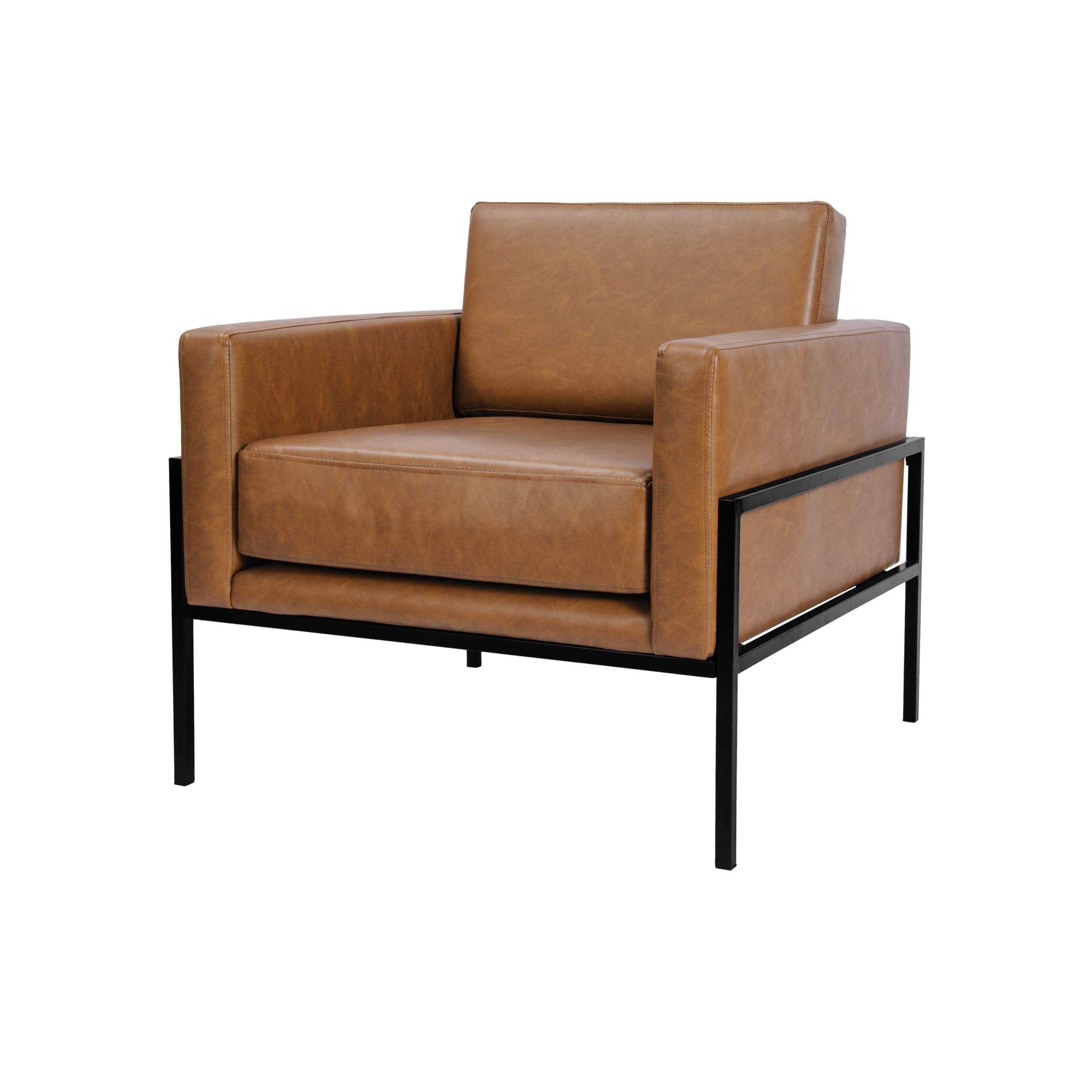 Modern Metal Frame Accent Chair| Home Décor|Accent Chairs for Living Room & Bedroom - Carmel Faux Leather