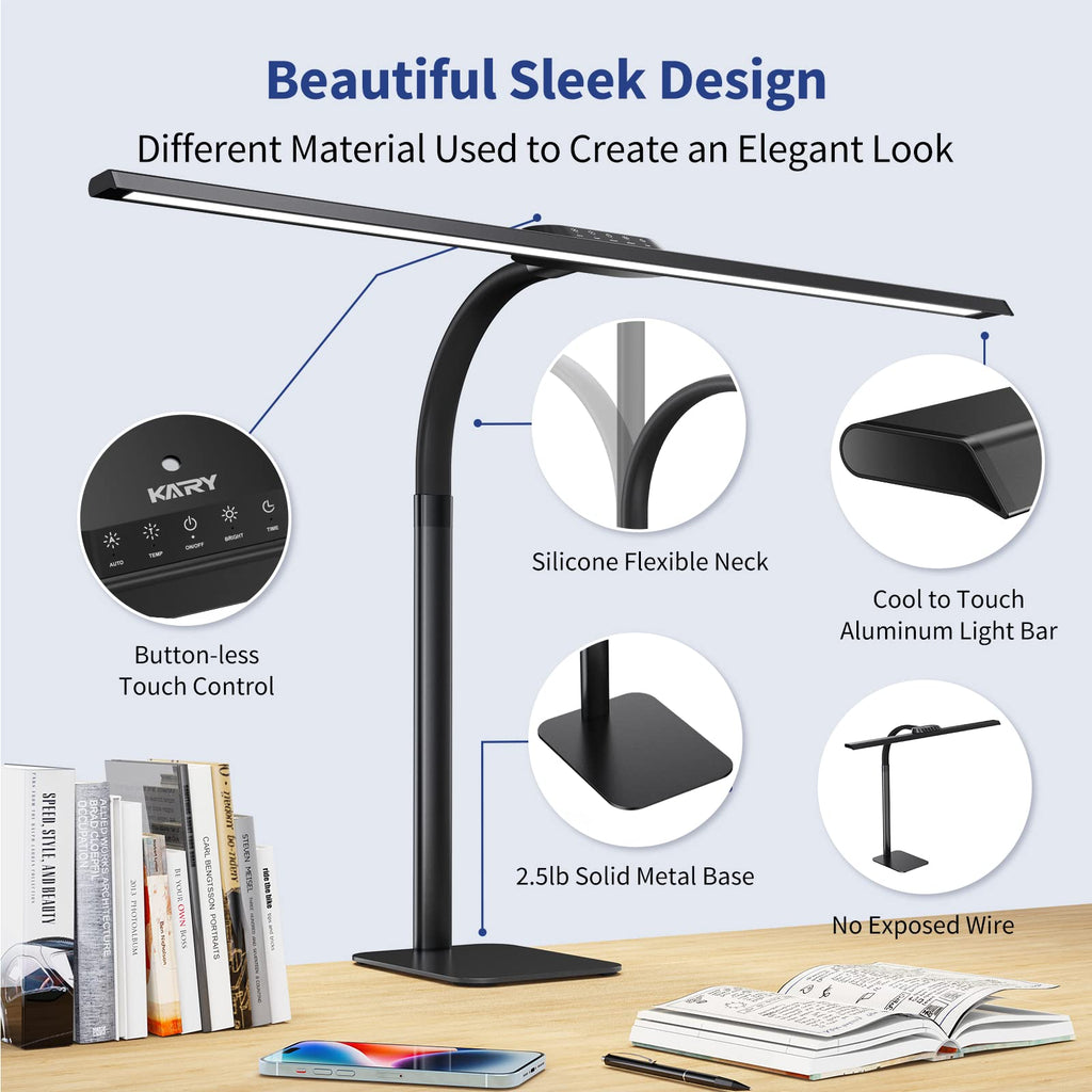 LED Desk Lamp, 24W Architect Desk Lamps with Base 31.5" Wide Home Office Lights 1800LM Extra Bright Table Lighting with Adjustable Lights, 5 Color Modes, Studio Work Lamp for Task, Drafting