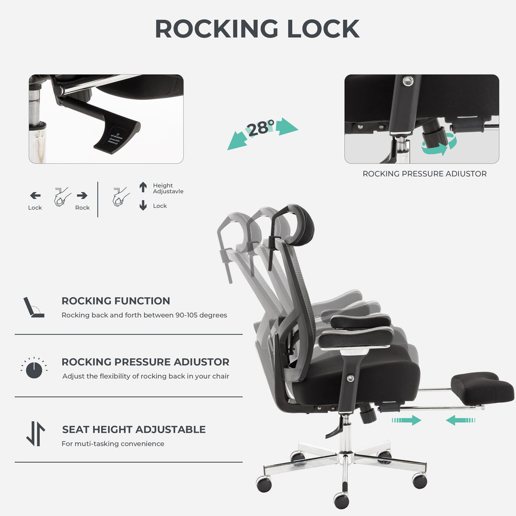 600lbs Big and Tall Office Chair,Oversized Ergonomic Breathable Mesh Desk Chair with W-Shape Thicken Seat Cushion,Computer Chair with Adjustable 4D Armrest,Lumbar Support Footrest Headrest