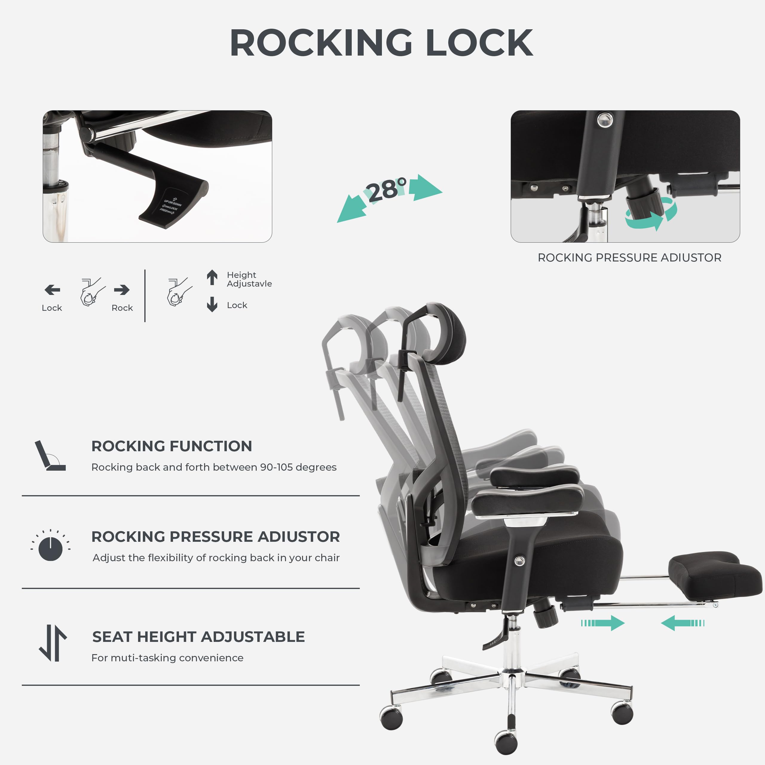 600lbs Big and Tall Office Chair,Oversized Ergonomic Breathable Mesh Desk Chair with W-Shape Thicken Seat Cushion,Computer Chair with Adjustable 4D Armrest,Lumbar Support Footrest Headrest