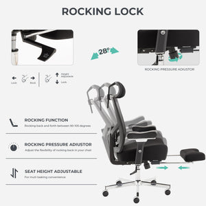 600lbs Big and Tall Office Chair,Oversized Ergonomic Breathable Mesh Desk Chair with W-Shape Thicken Seat Cushion,Computer Chair with Adjustable 4D Armrest,Lumbar Support Footrest Headrest