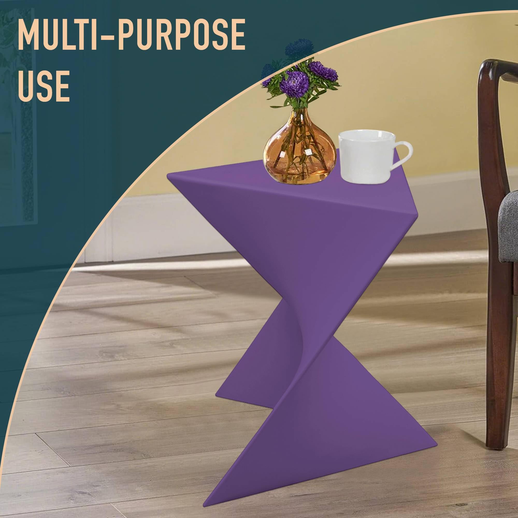 Modern Purple Accent Side Table - Stylish Side Vanity Table for Bedroom & Living Room