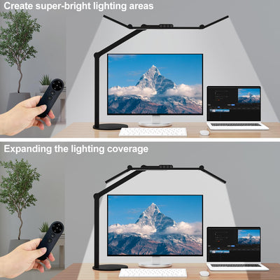 Architect Desk Lamp with Remote Control, Adjustable Led Desk Light for Home Office with Base, 24W Bright Auto Dimming Table Light Rotatable Office Lamp with Swing Arm for Computer Cafting