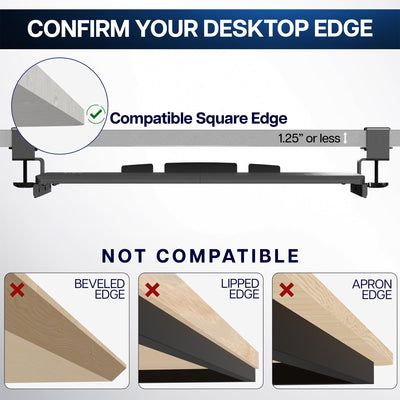 Large Clamp-on Computer Keyboard and Mouse Under Desk Slider Tray, 27 x 11 inch Pull Out Platform Drawer, Gray, MOUNT-KB05GY