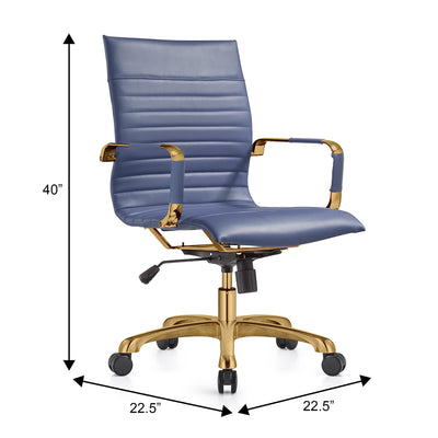 Qty 6 Modern Ergonomic Executive Office Chair, High-Back Leather Conference Desk Chair with Adjustable Height, Tilt Control, 360° Swivel & Gold Frame for Home Office