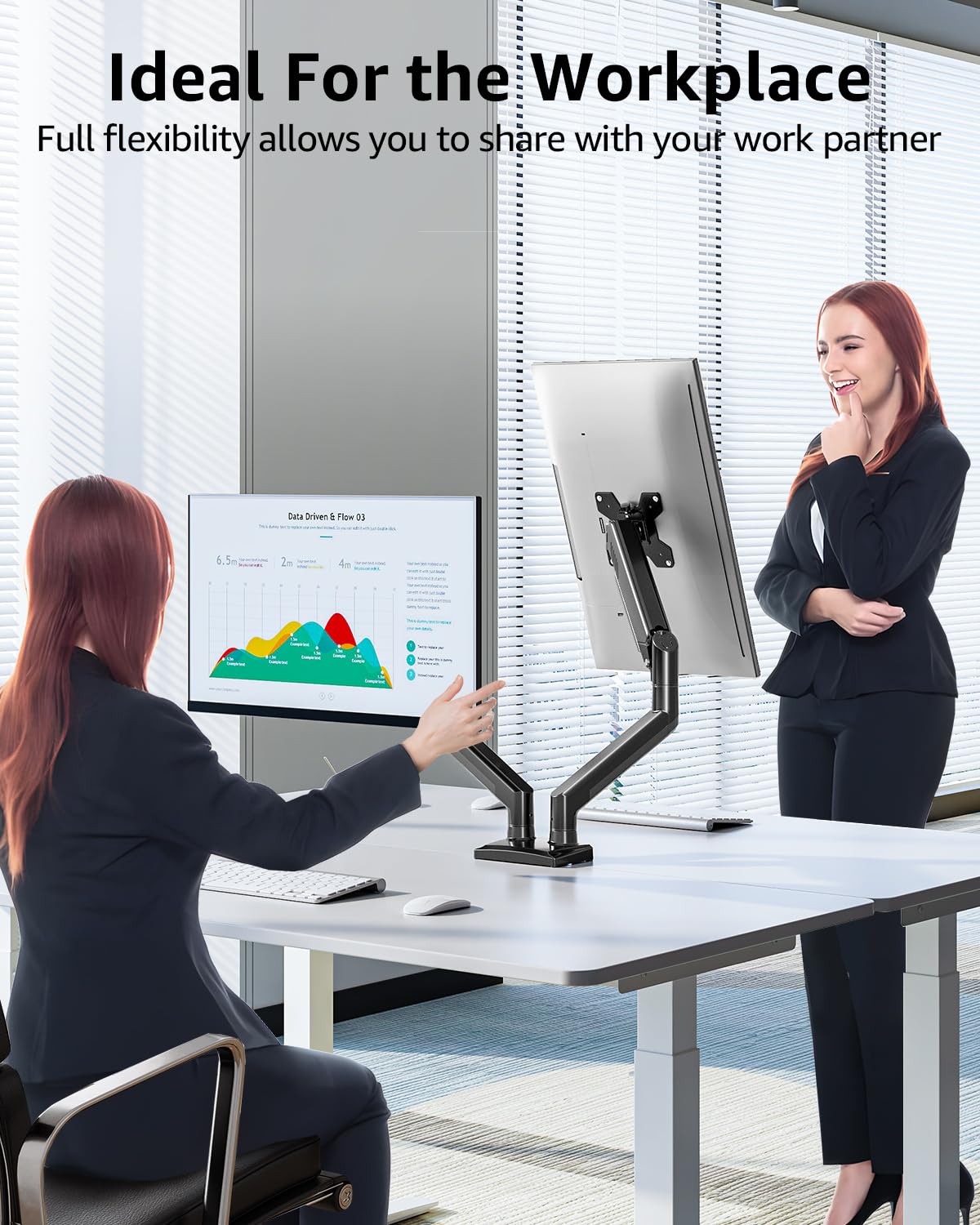 Dual Monitor Stand fits up to 32 inch, 4.4-22 lbs Computer Screens, Dual Monitor Desk Mount Height Adjustable, Monitor Arms for 2 Monitors, Home Office VESA Mounts, Freelift Black