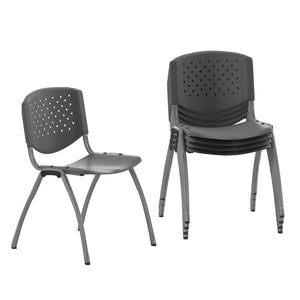 HERCULES -5 Pack 880 lb. Capacity Gray Plastic Stack Chair | Comfortable Seating with Durable Design
