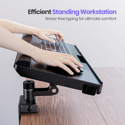 Upgraded Adjustable Keyboard Tray for Above Desk & Under Desk Use - Ergonomic Sit-Stand Keyboard Riser with 360° Rotation, 24.4