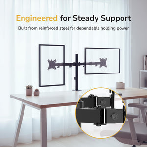 Dual Monitor Stand, Full Motion Desk Mount for 2 Screens up to 32” and 19.8 lbs Each, Tilt Swivel Rotate, VESA 75x75 & 100x100, Adjustable Dual Screen Arm with C-Clamp or Grommet
