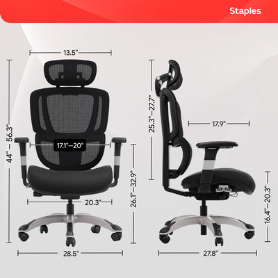 Ergonomic Task Chair, Mesh, Ergonomic, Lumbar Support, Swivel, Black
