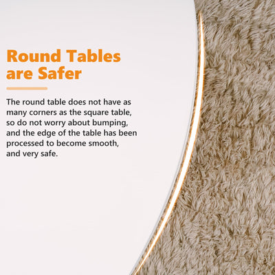 White Round Dining Table, 27.6