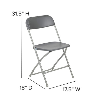 Hercules Series Plastic Folding Chair - Grey - 650LB Weight Capacity Comfortable Event Chair - Lightweight Folding Chair