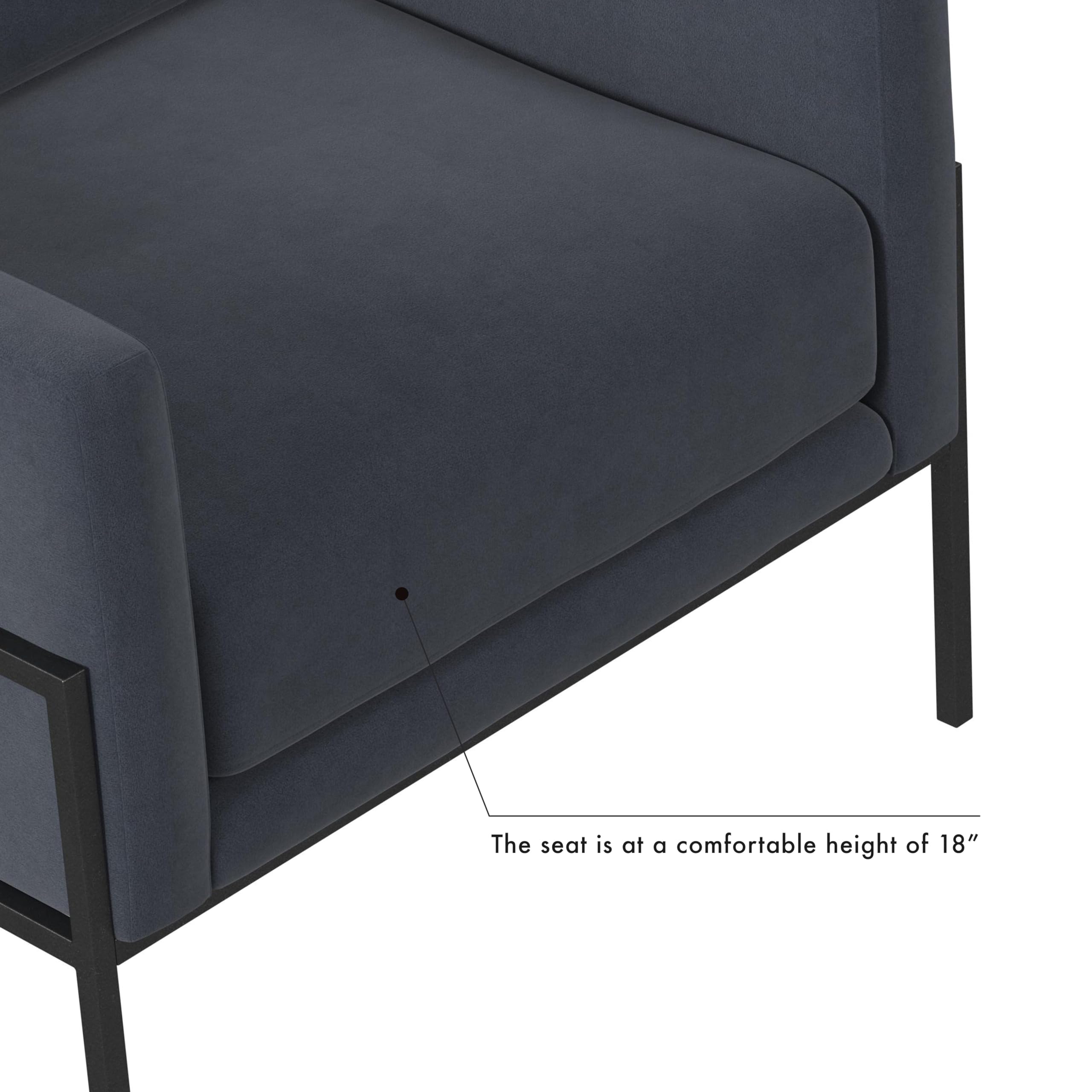 Modern Metal Frame Accent Chair| Home Décor|Accent Chairs for Living Room & Bedroom - Steel Blue Velvet