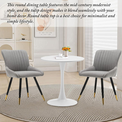 White Round Dining Table, 27.6