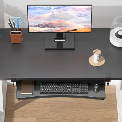 Large Keyboard Tray Under Desk Pull Out with C Clamp Mount, Computer Keyboard & Mouse Tray, 34 (38 Including Clamps) x 11.8 inch Slide-Out Platform Computer Drawer for Typing, Black, DSF1LB