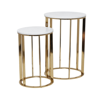 Metal Side End Accent Table End Table with Marble Top, Set of 2 Side Table 24