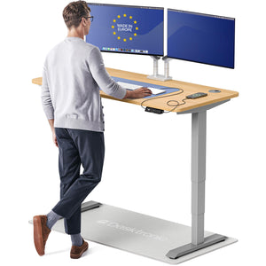 HomePro Standing Desk 54x28 — Made in Europe, Ergonomic Sit Stand Home Office Desk, Electric Height Adjustable, Dual Motor, USB & USB-C Charging, Wobble-Free, Touchscreen, 3 Memory Presets
