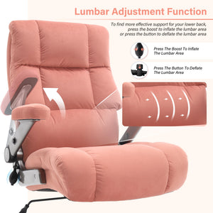Big and Tall Office Chair 700lbs- Executive Desk Chair with Adjustable Lumbar Support 3D Flip UP Arms- Heavy Duty Quiet Wheels Metal Base Ergonomic Computer Chairs, Pink