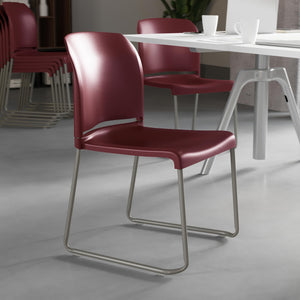 HERCULES Series 880 lb. Capacity Burgundy Full Back Contoured Stack Chair with Gray Powder Coated Sled Base