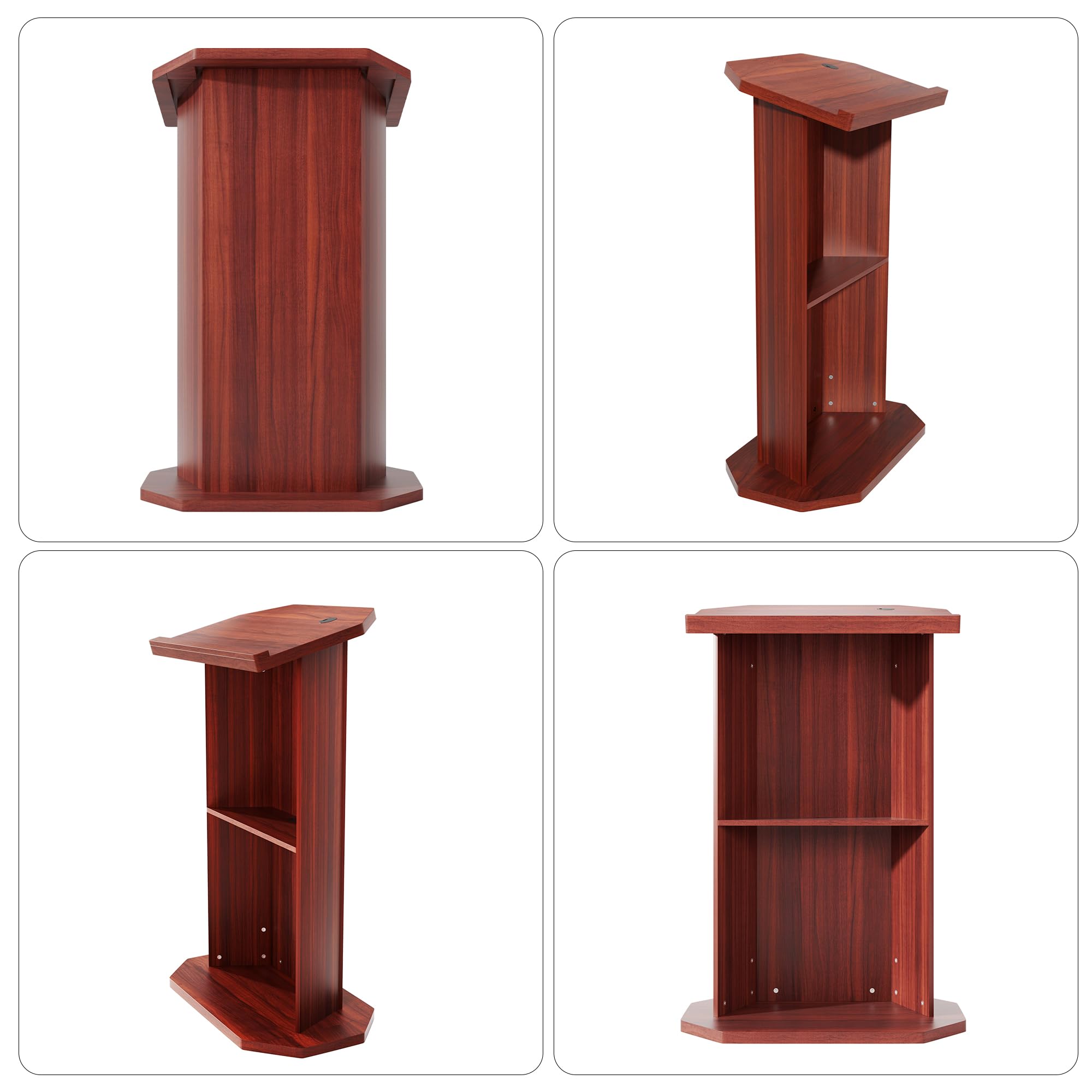 Wood Podium,Compact Podium Stand,15MM Particle Board,Pulpit with Storage,Mic Stand Space,Easy Installation Wooden Lectern for Restaurants,Churches,Seminars and Schools