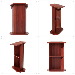 Wood Podium,Compact Podium Stand,15MM Particle Board,Pulpit with Storage,Mic Stand Space,Easy Installation Wooden Lectern for Restaurants,Churches,Seminars and Schools
